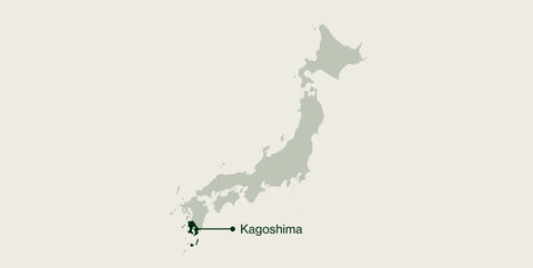 Map of Japan highlighting Kagoshima Prefecture, where Nio Teas tea is grown