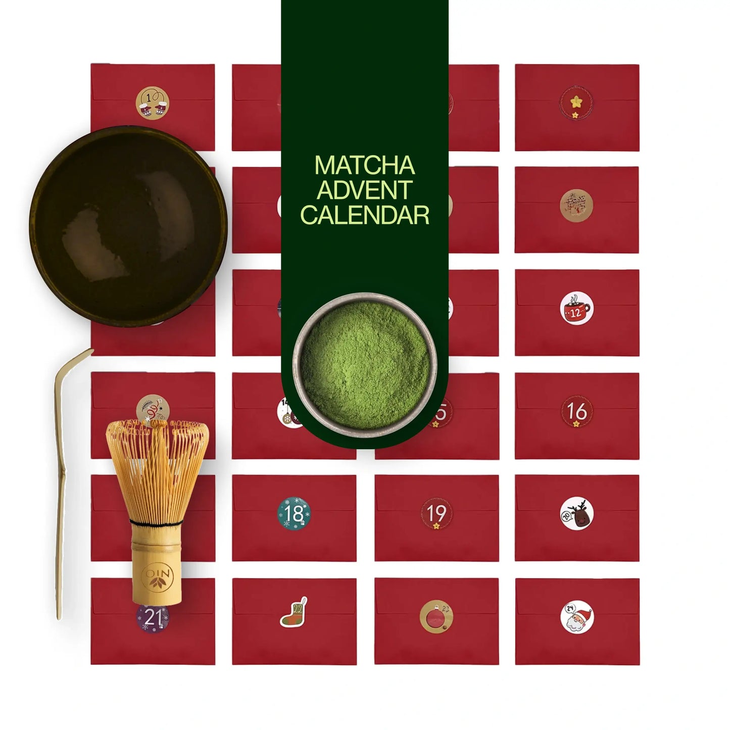 Calendrier de l’Avent Matcha 2025 avec fouet, chawan et chashaku