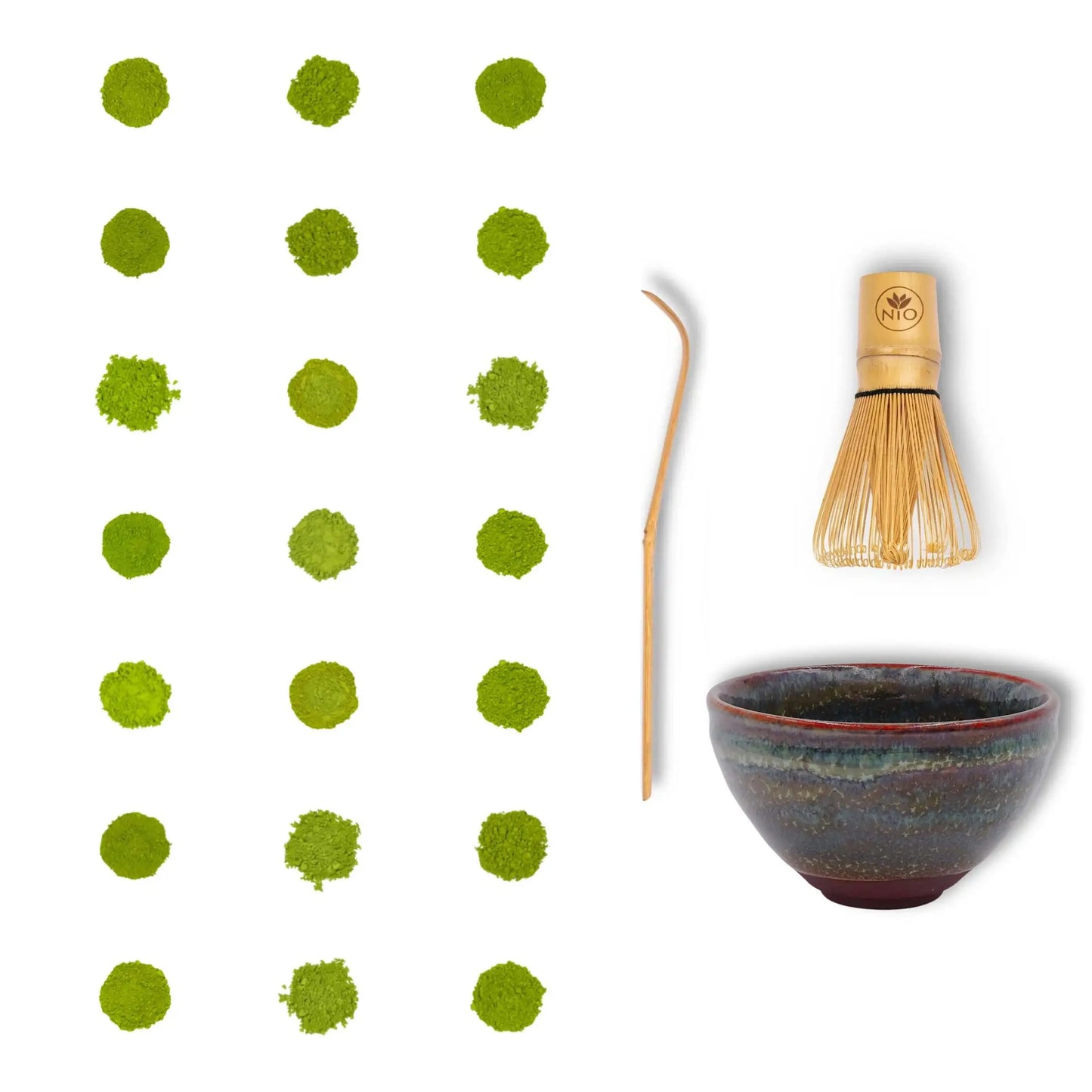 Échantillons de 21 Thés Matcha avec Fouet à Matcha et Bol à Matcha