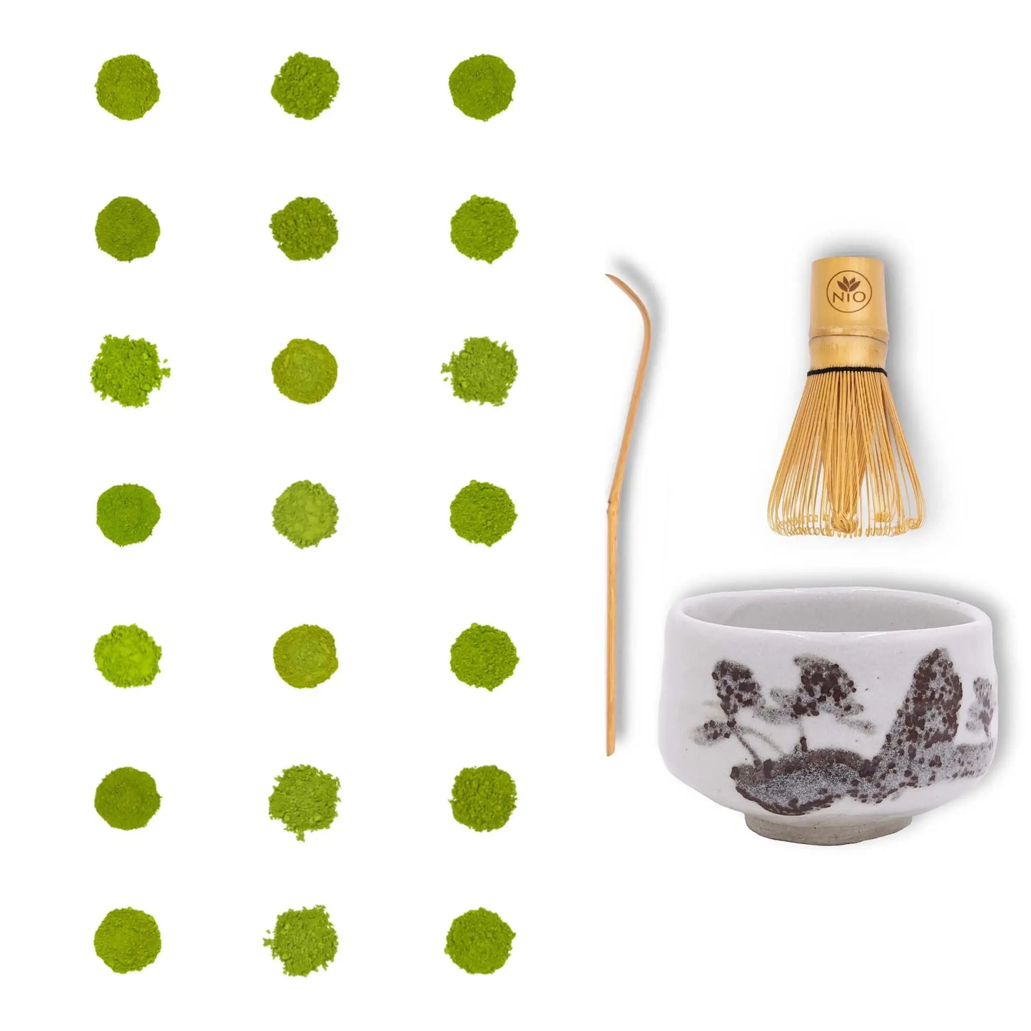 Échantillons de 21 Thés Matcha avec Fouet à Matcha et Bol à Matcha