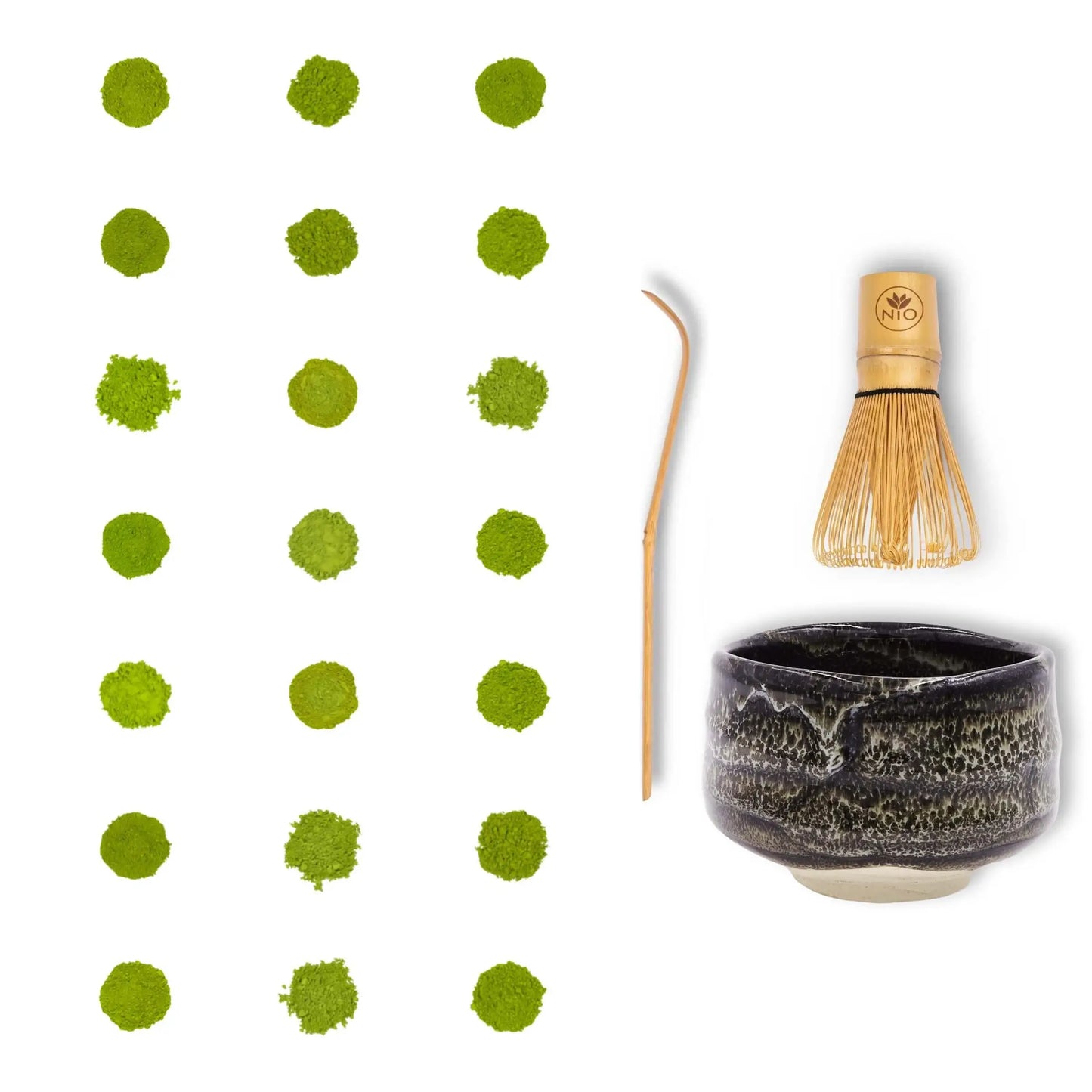 Échantillons de 21 Thés Matcha avec Fouet à Matcha et Bol à Matcha