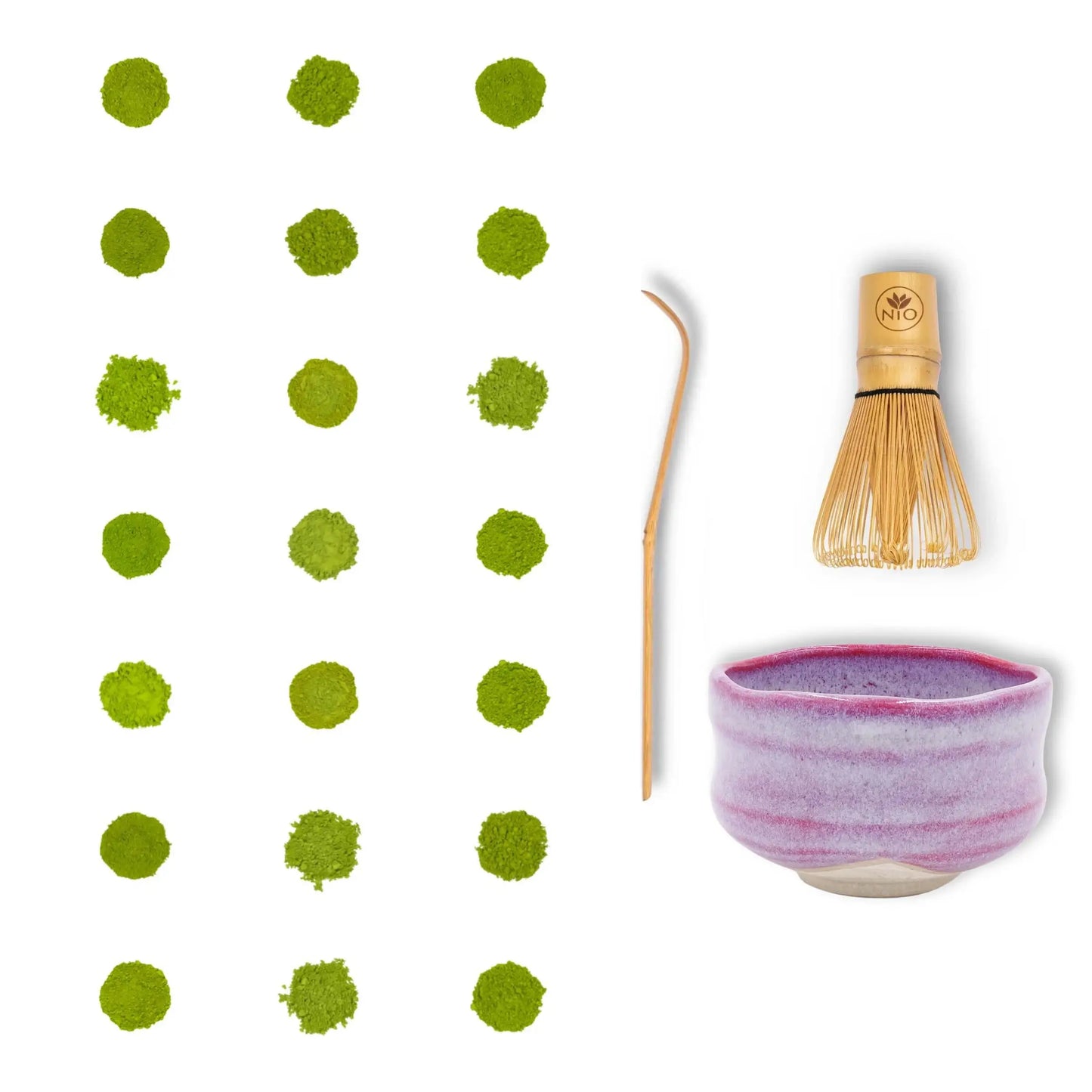 Échantillons de 21 Thés Matcha avec Fouet à Matcha et Bol à Matcha