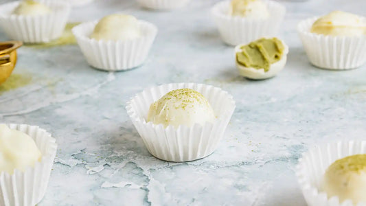 Easy homemade matcha truffles recipe with creamy ganache filling and white chocolate coating