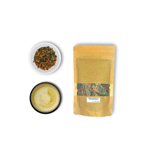 Thé vert Genmaicha avec du riz grillé