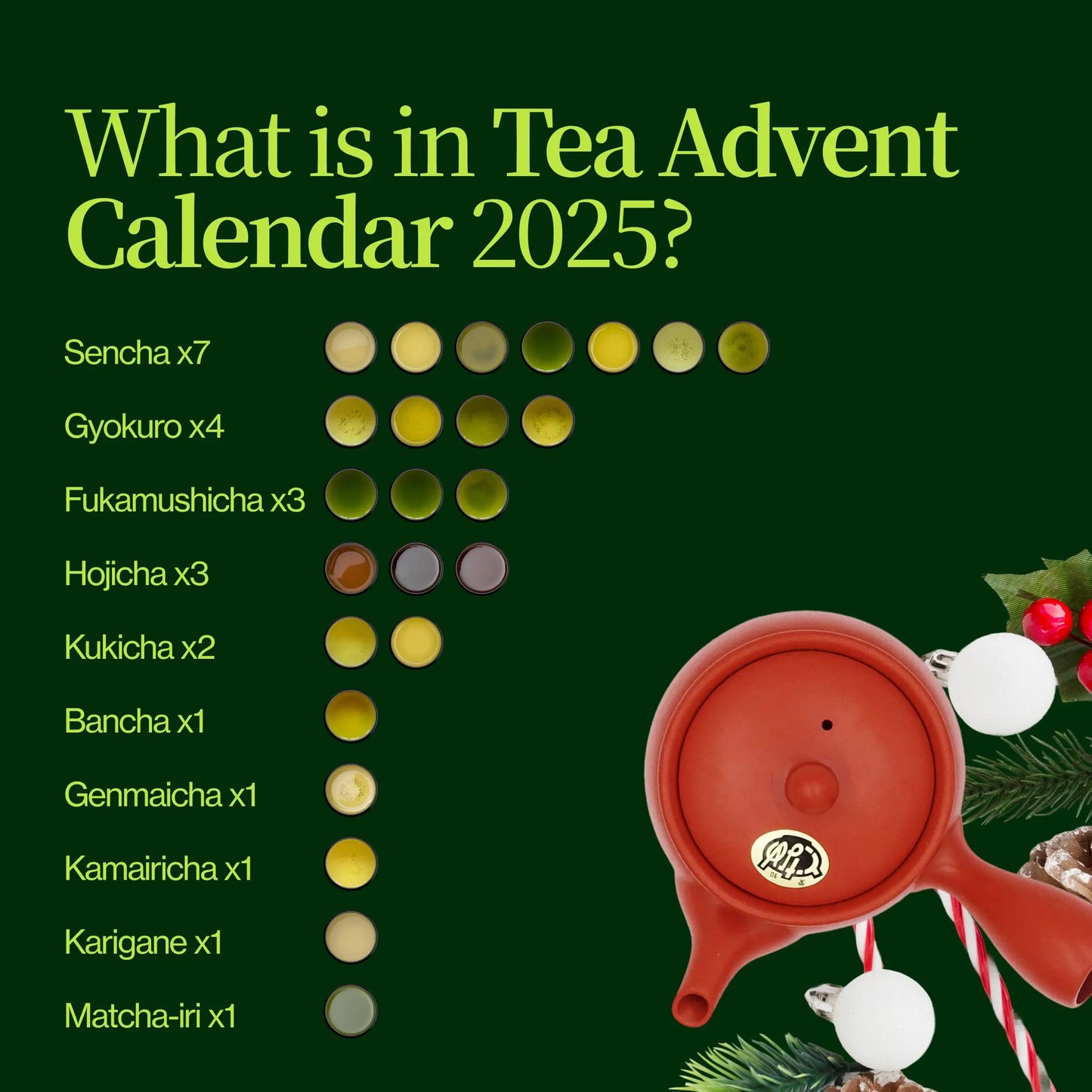 Calendrier de l’Avent thé vert avec théière