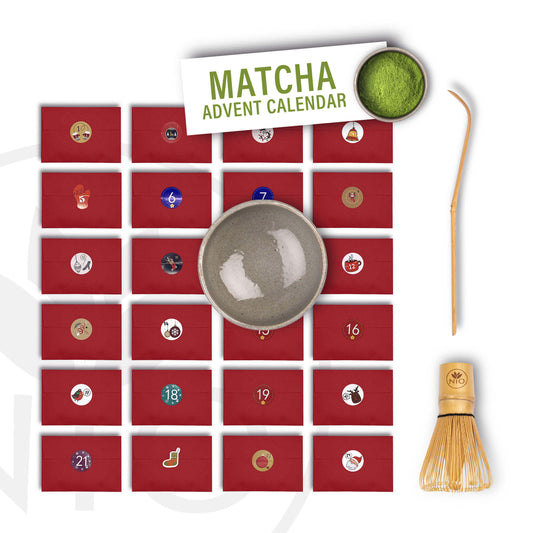 Calendrier de l'Avent Thé Matcha 2023 avec Fouet, Chawan et Chashaku